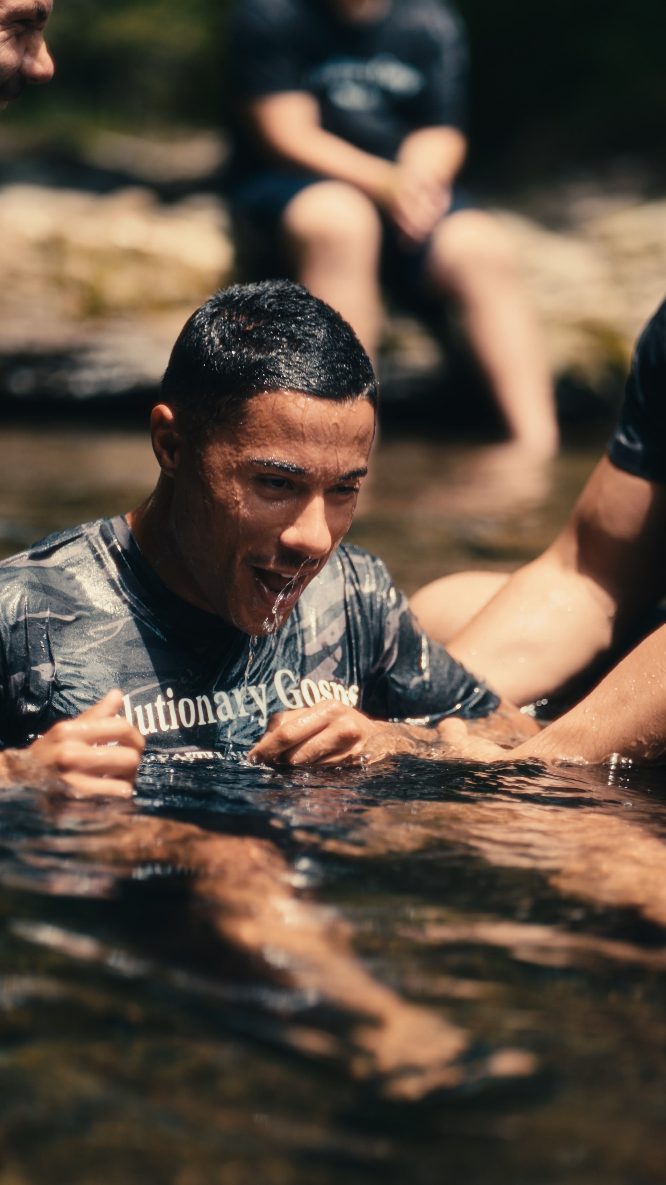 Emerging from the waters